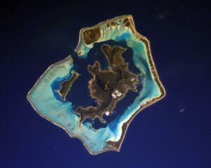 Image satellite de l'île de Bora-Bora en Polynésie française