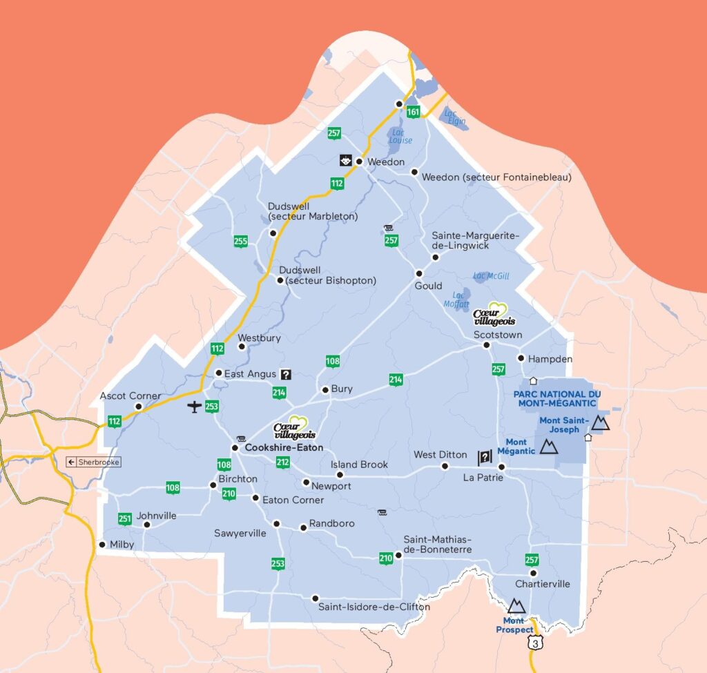 Carte de la MRC du Haut-Saint-François.