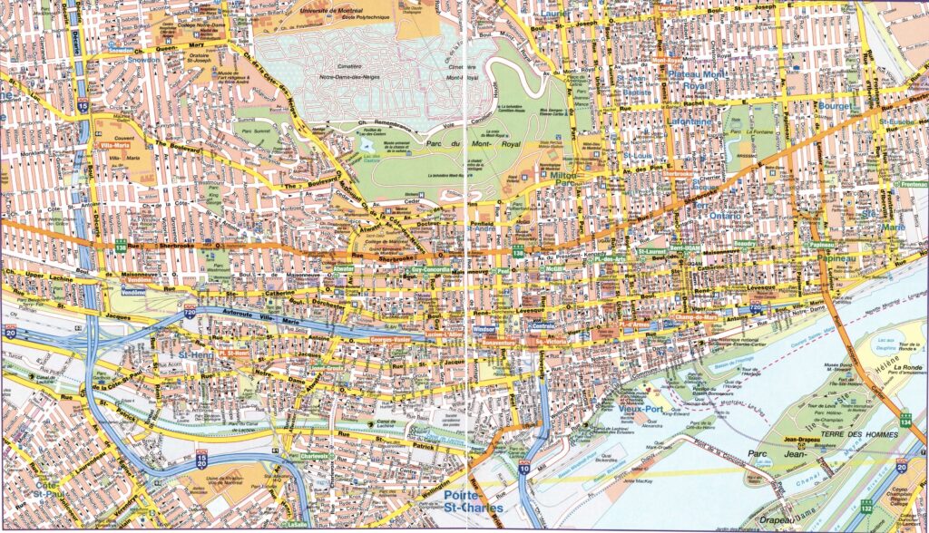 Carte du centre-ville de Montréal.