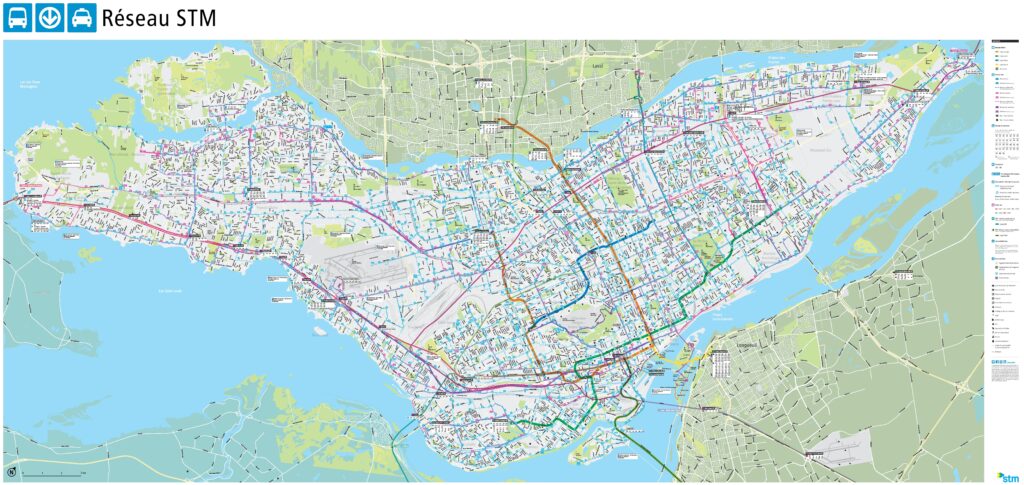 Plan du réseau de la Société de transport de Montréal (STM).