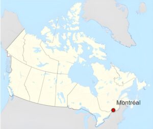 Carte de localisation de Montréal au Canada.