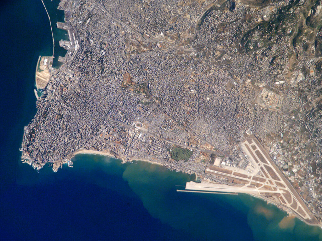 Image satellite de Beyrouth, la capitale du Liban