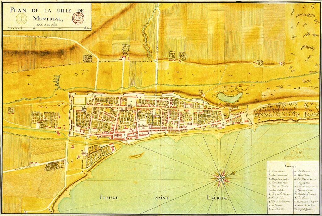 Plan de la ville de Montréal en 1725.