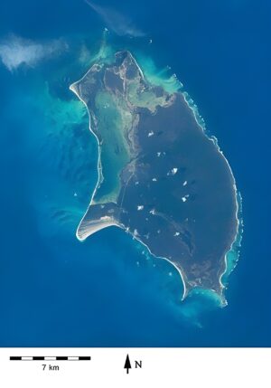 L’île de Barbuda vue de l’espace