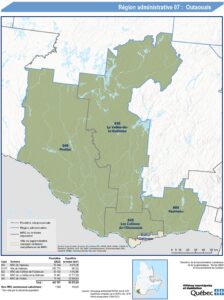 Carte du territoire et limites de l'Outaouais.