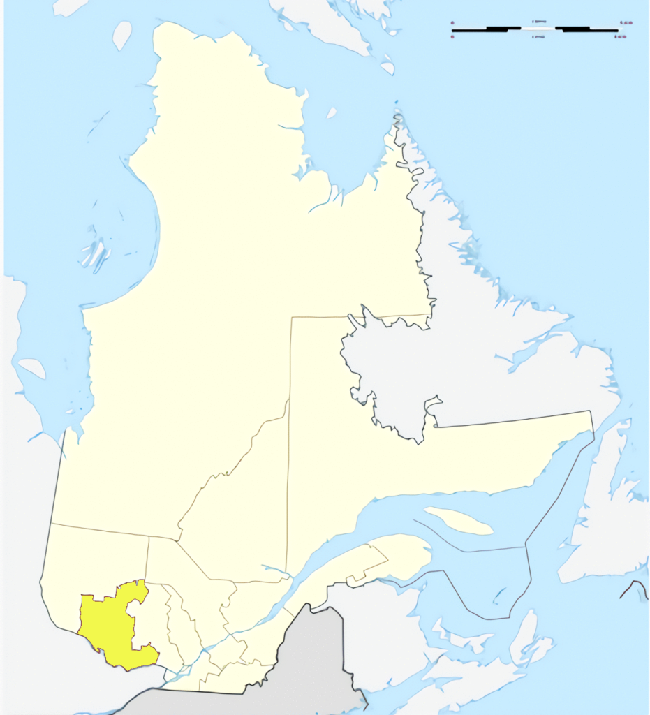 Carte de localisation de l'Outaouais au Québec.