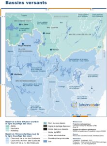 Carte des bassins versants de l'Abitibi-Témiscamingue.