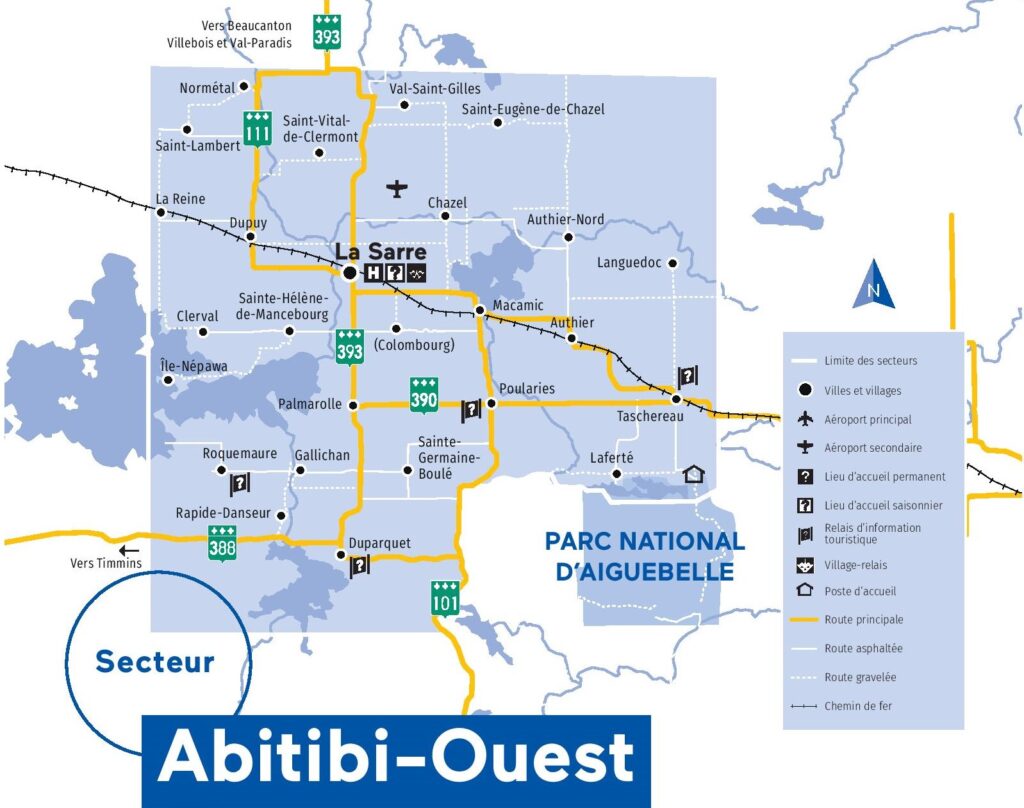 Carte de la MRC d'Abitibi-Ouest.