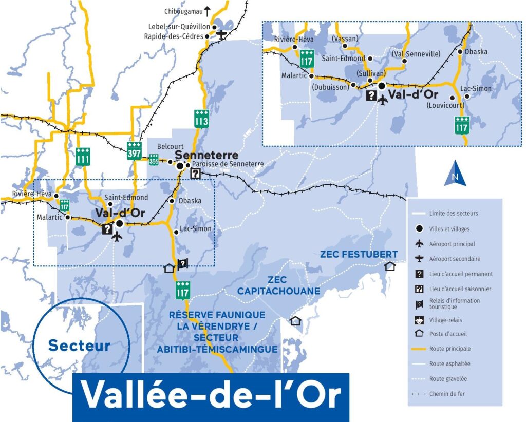 Carte de la MRC de la Vallée-de-l'Or.