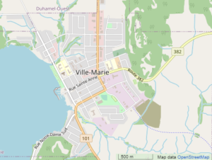 Carte de Ville-Marie, Témiscamingue.