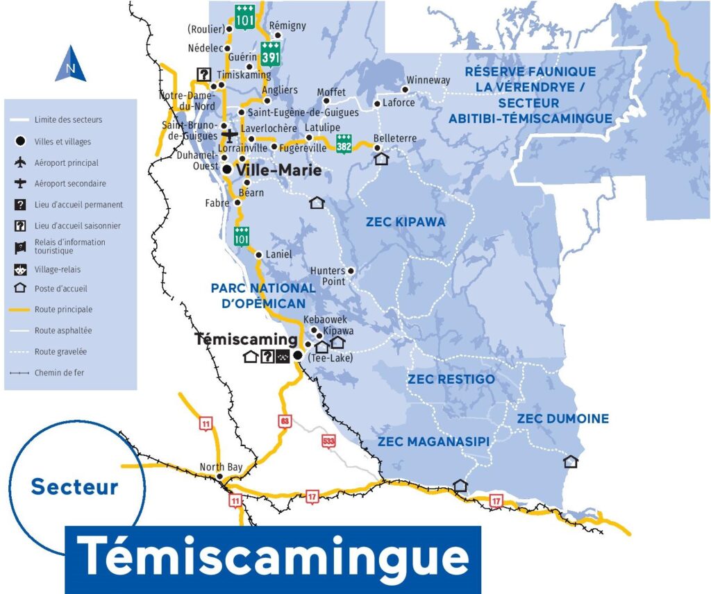 Carte de la MRC de Témiscamingue.