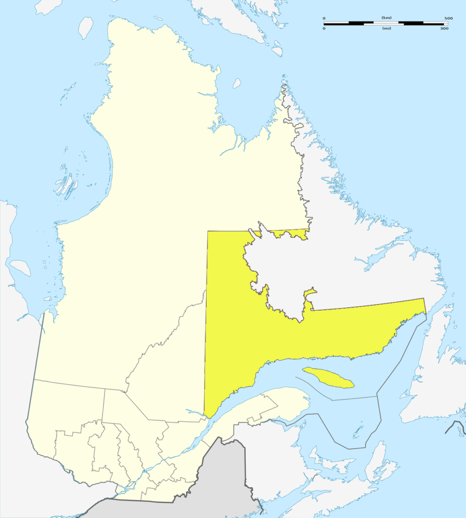 Carte de localisation de la Côte-Nord au Québec.