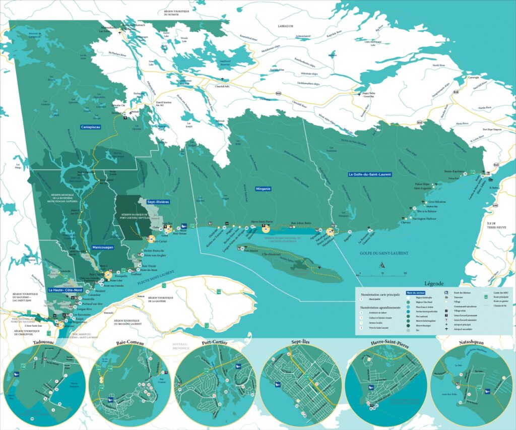 Carte touristique de la Côte-Nord.