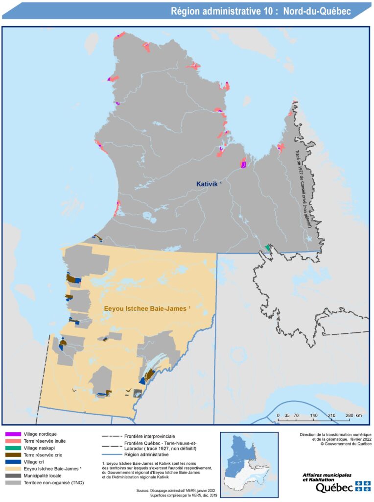 Carte du Nord-du-Québec.