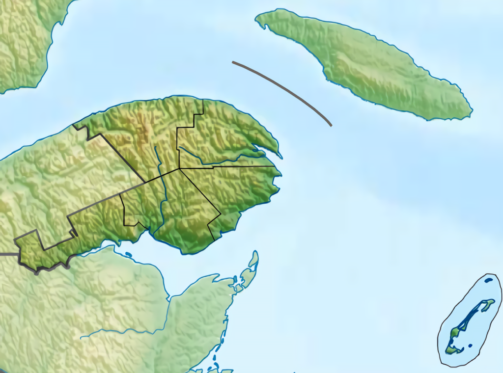 Carte topographique de la Gaspésie–Îles-de-la-Madeleine.
