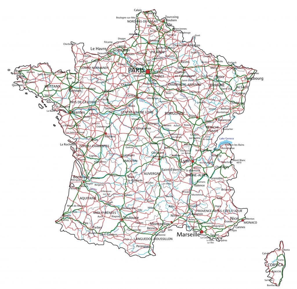 Carte des principales villes de France