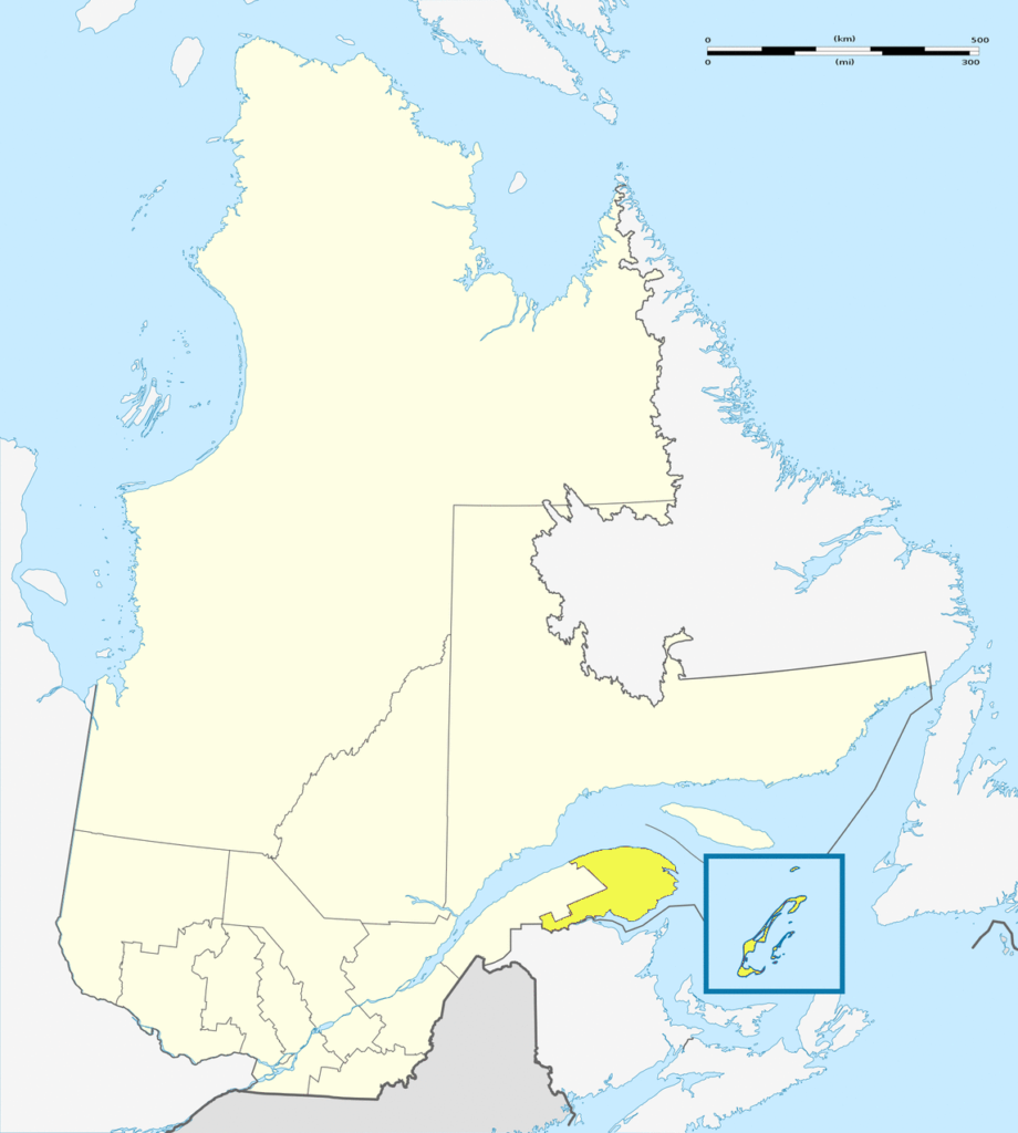 Carte de localisation de la Gaspésie–Îles-de-la-Madeleine au Québec.