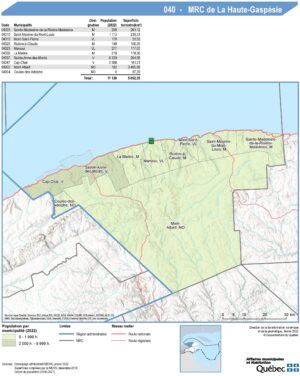 Carte de la MRC de la Haute-Gaspésie