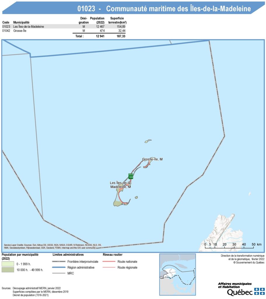 Carte de la communauté maritime des Îles-de-la-Madeleine.