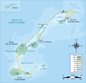 Carte topographique des Îles de la Madeleine.