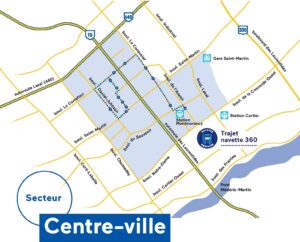 Carte du centre-ville de Laval, Québec.