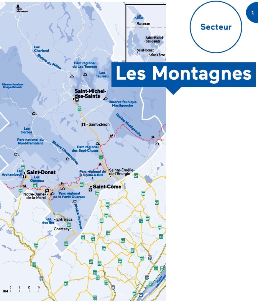 Carte du secteur des Montagnes, Lanaudière.