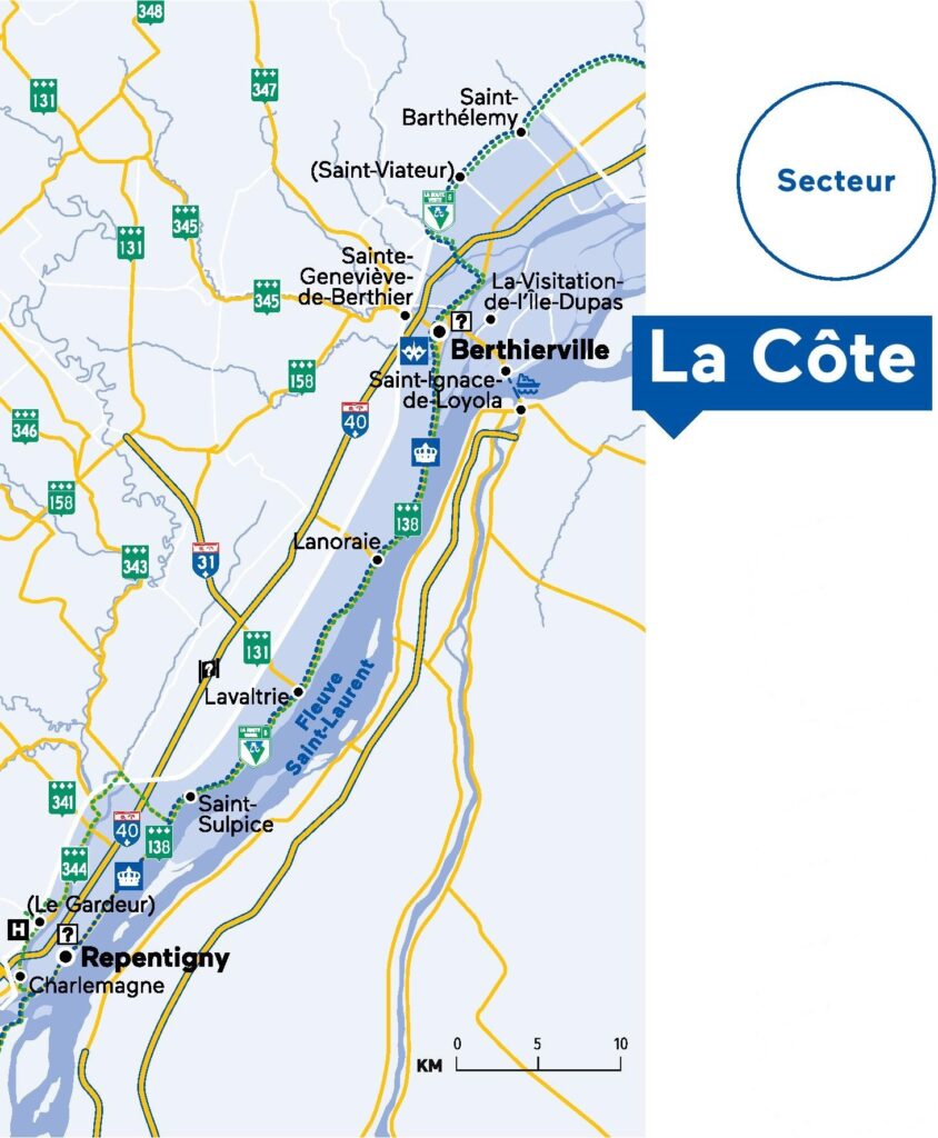 Carte du secteur de la Côte, Lanaudière.