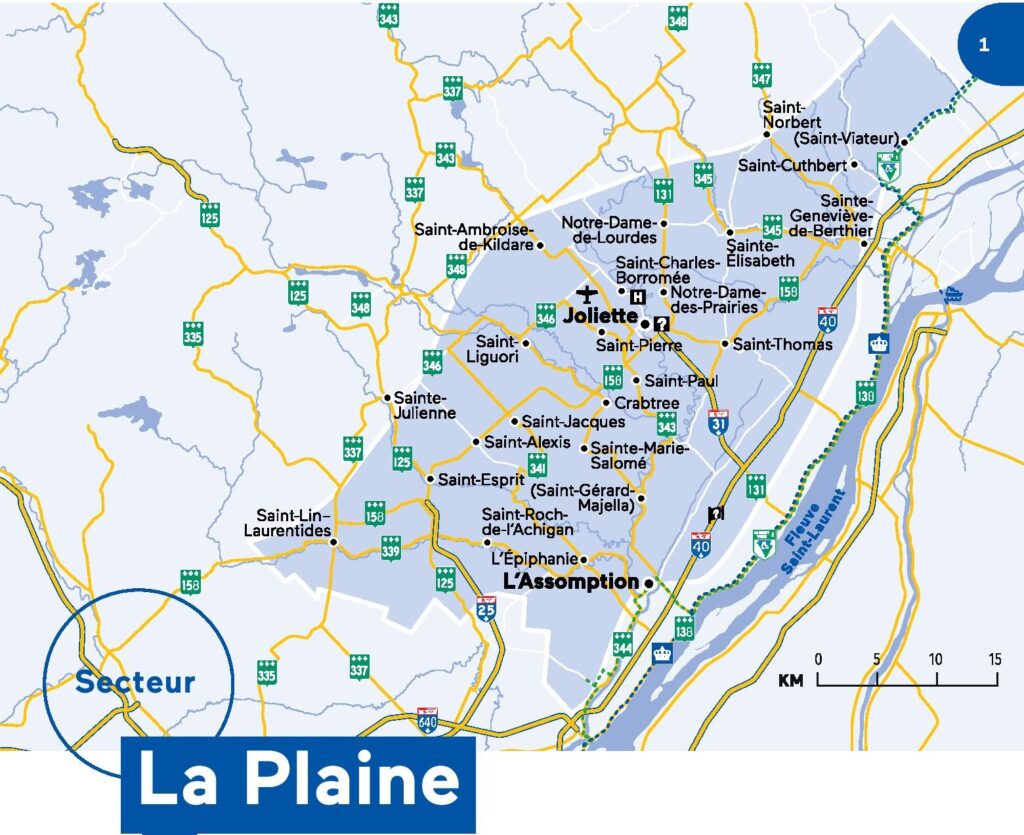 Carte du secteur de la Plaine, Lanaudière.