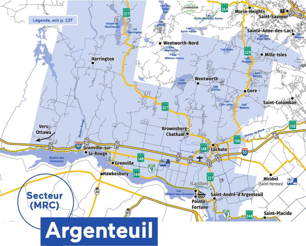Carte de la MRC d'Argenteuil.