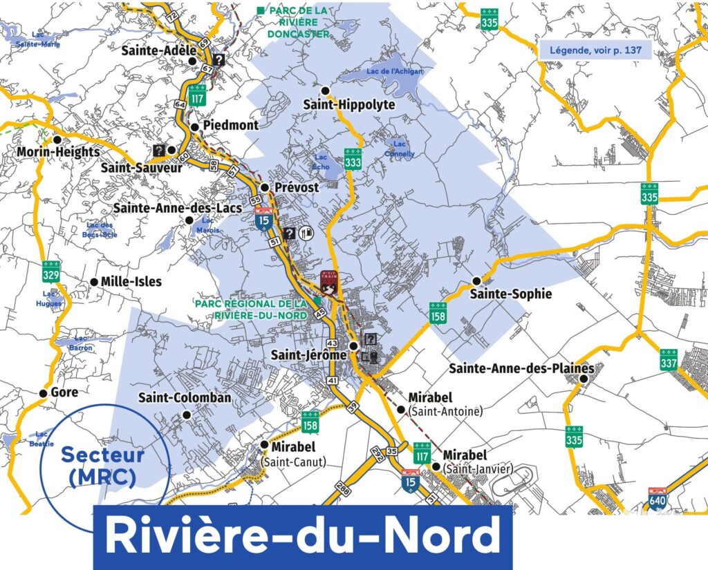 Carte de la MRC de la Rivière-du-Nord.