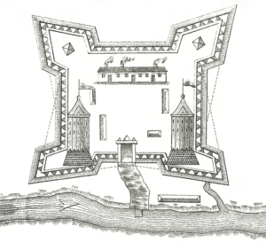 Plan du Fort Saint-Jean sur Richelieu dans les années 1750.