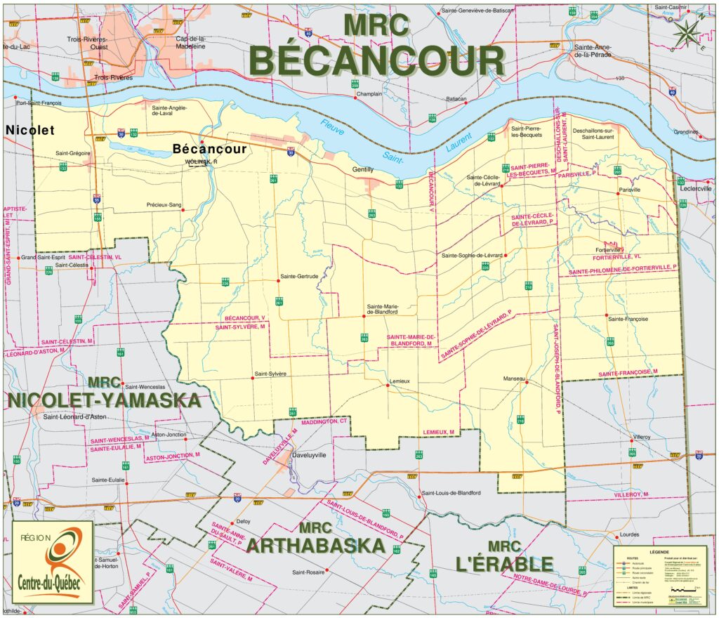 Carte de la MRC de Bécancour.