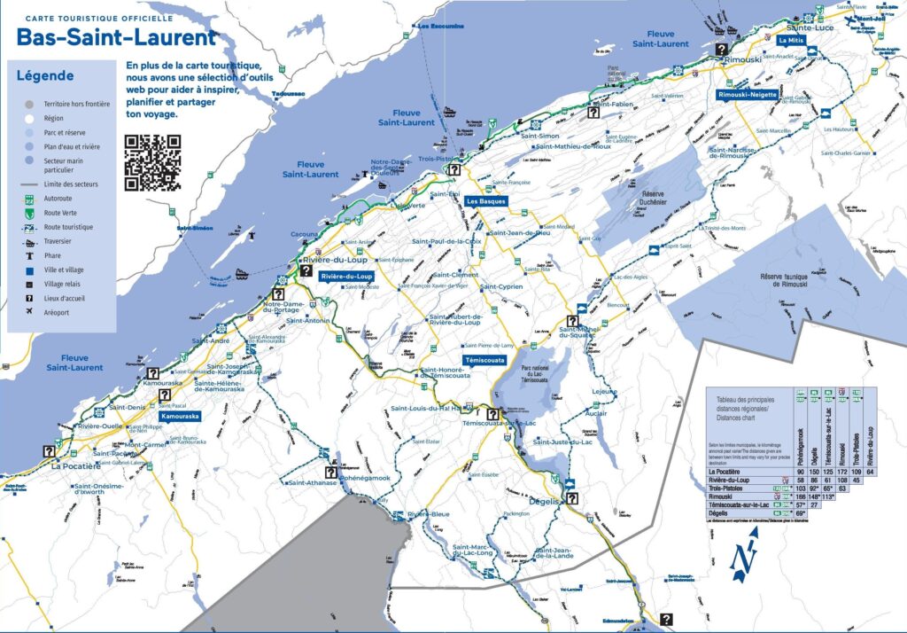 Carte touristique du Bas-Saint-Laurent.