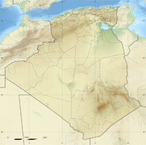 Carte physique vierge de l'Algérie.
