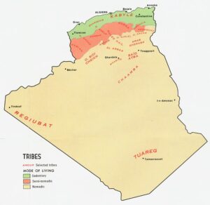 Carte des tribus d'Algérie en 1971.