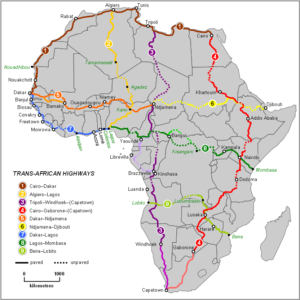 Carte du réseau des routes transafricaines.