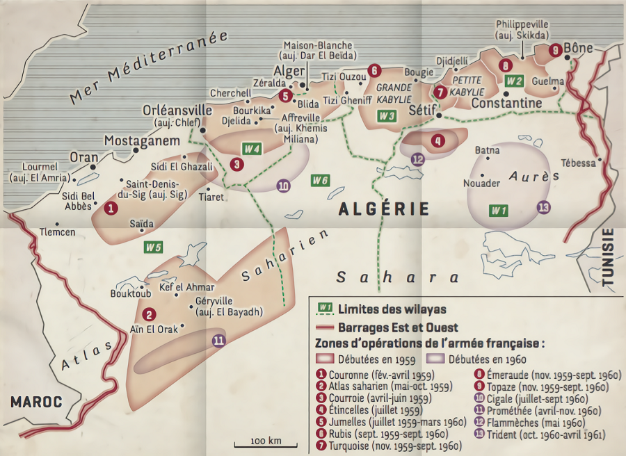 Carte de la guerre d'Algérie.