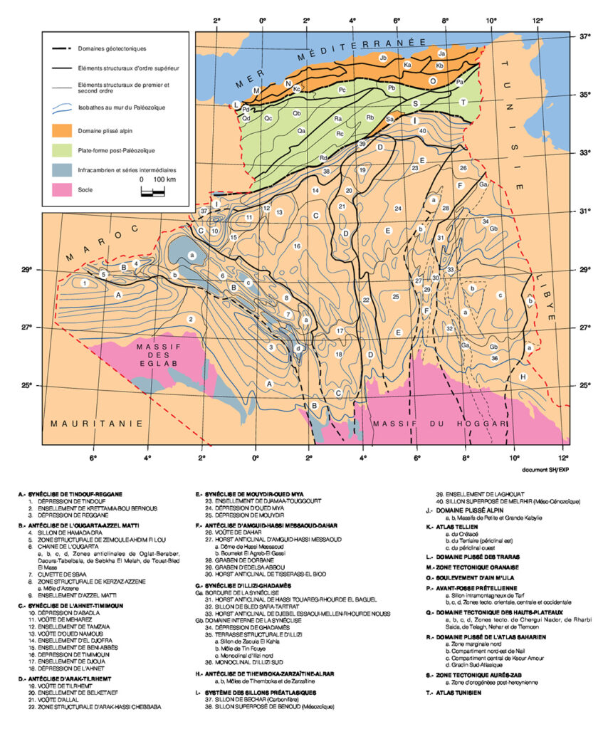 Carte géologique et structurale de l'Algérie.