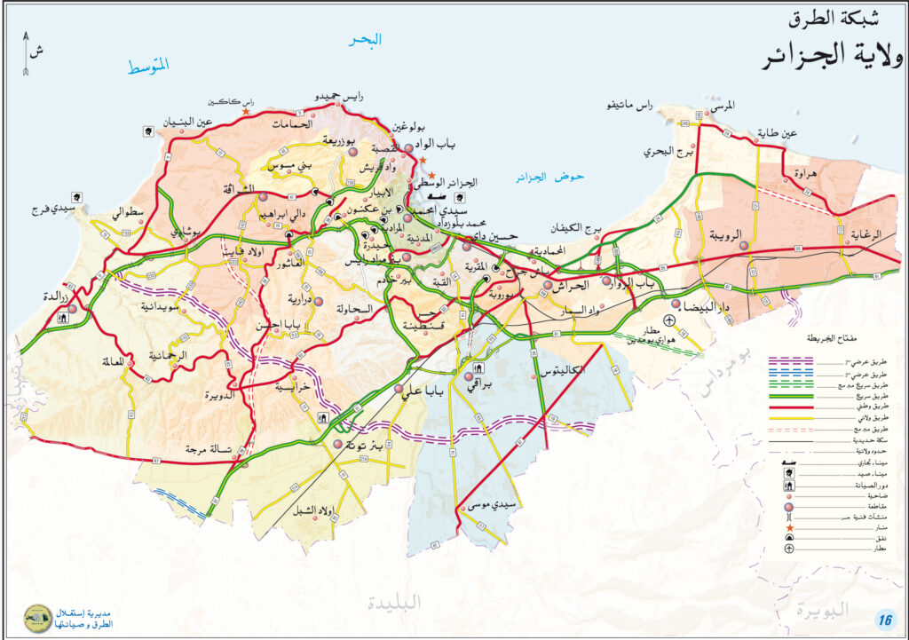 Carte routière d'Alger.