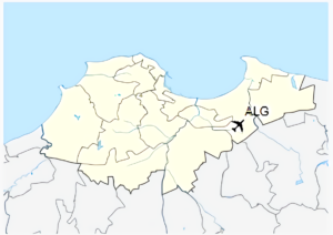 Plan de localisation de l'aéroport d'Alger-Houari-Boumédiène.