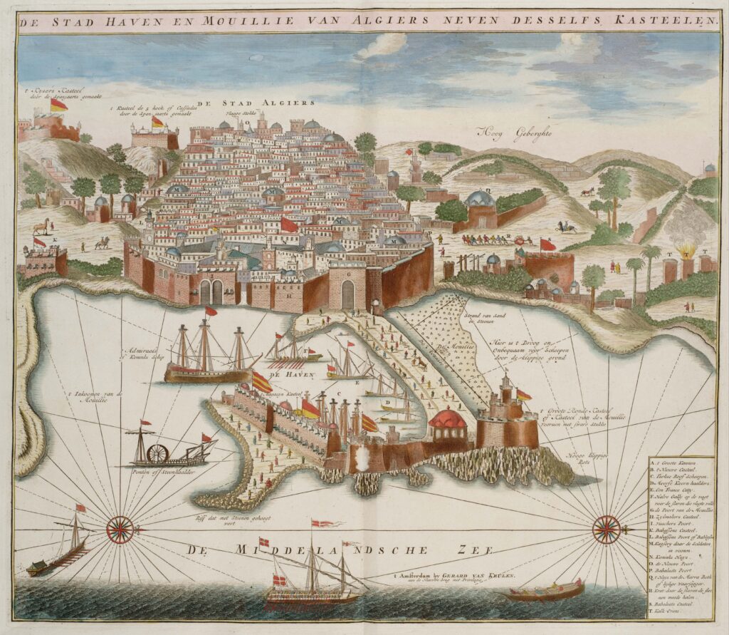 La cité, le port et le môle d'Alger circa 1690.