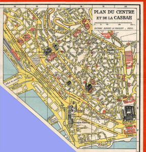 Plan du centre et de la Casbah d'Alger en 1950.