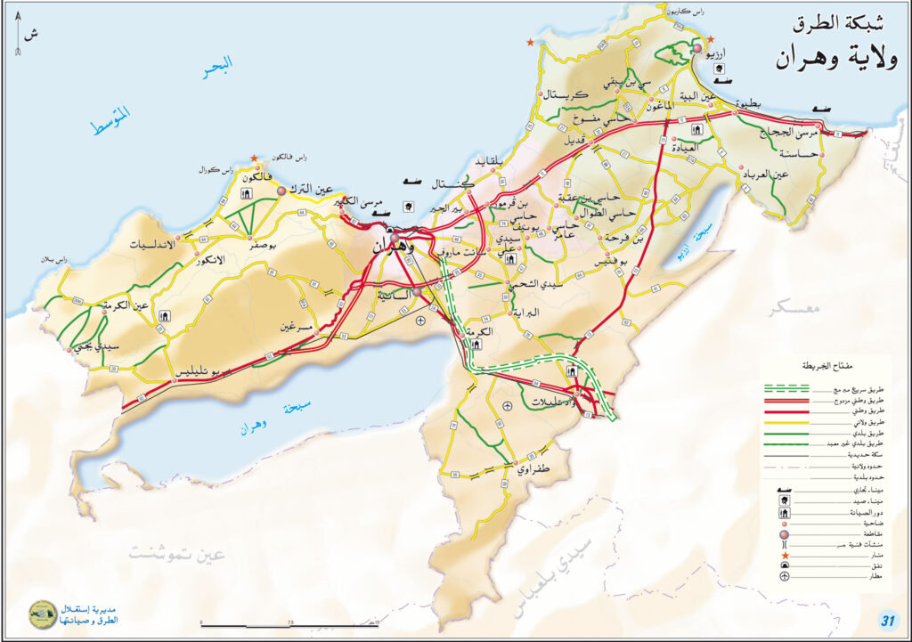 Carte routière d'Oran.