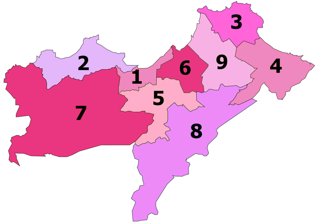 Carte des daïras de la wilaya d'Oran.