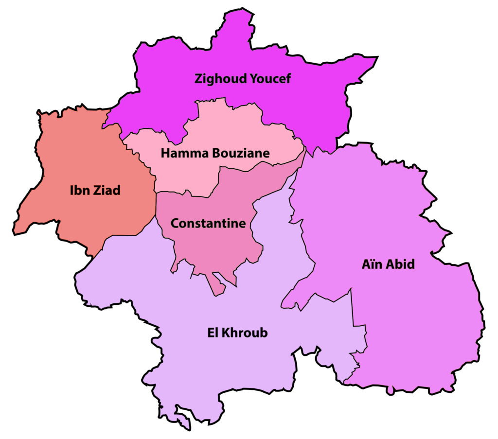 Carte des daïras de la wilaya de Constantine.