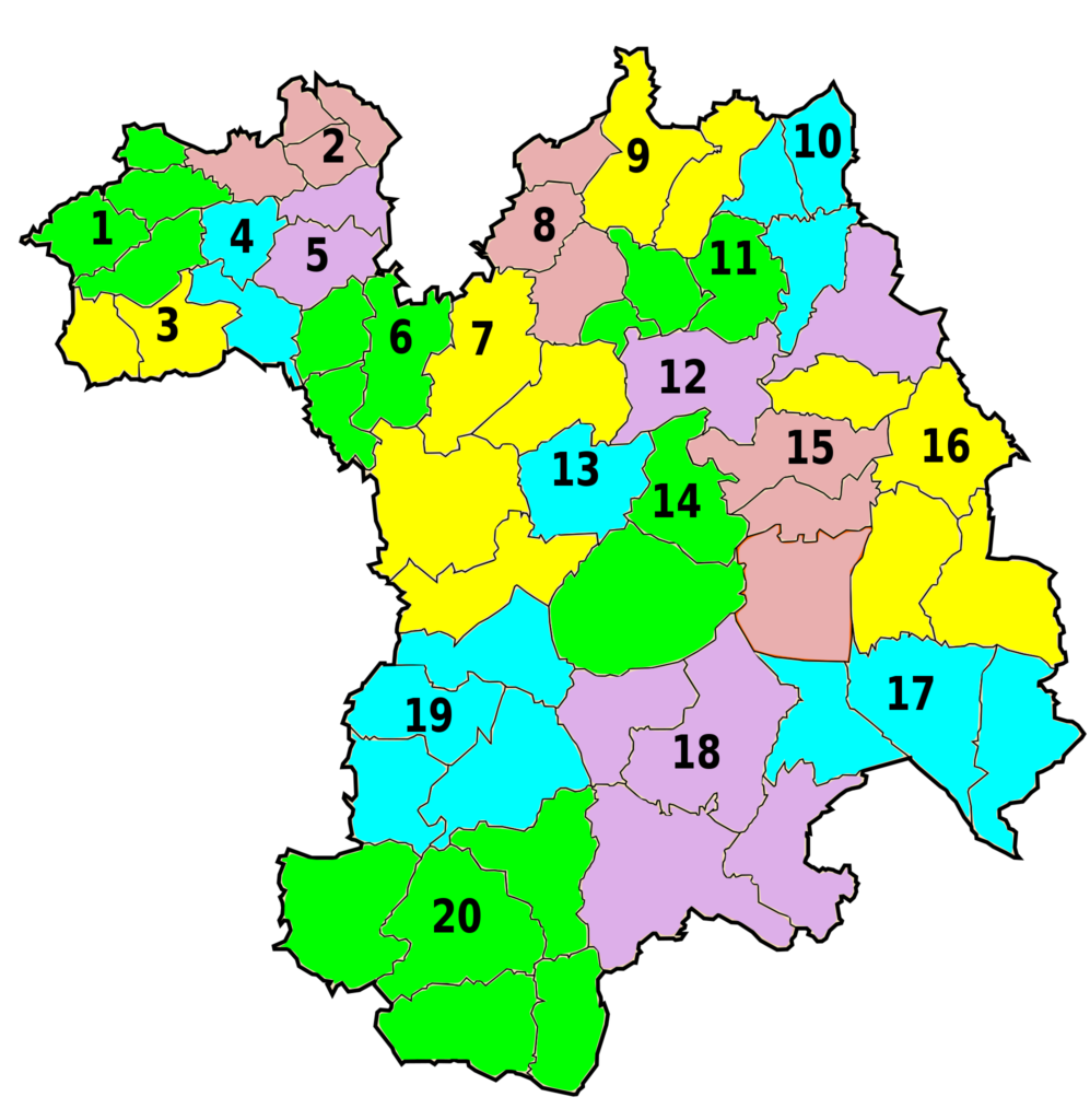 Carte des daïras de la wilaya de Sétif.