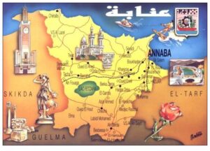 Carte postale géographique de la wilaya d'Annaba.