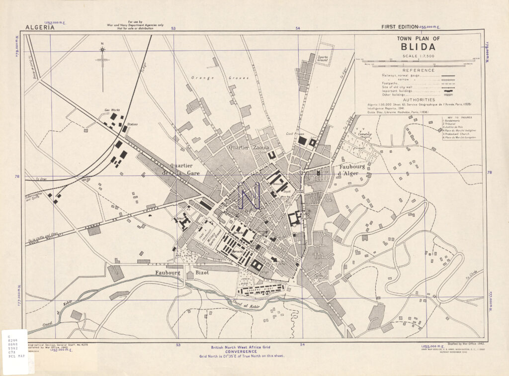 Plan de la ville de Blida de 1942.
