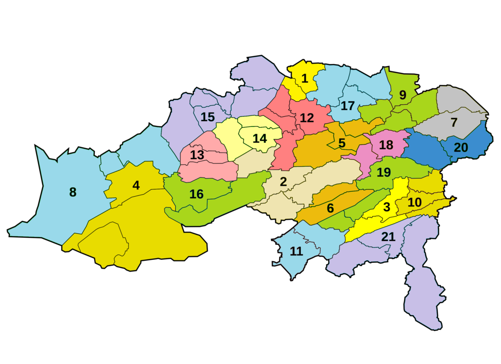 Carte des daïras de la wilaya de Batna.