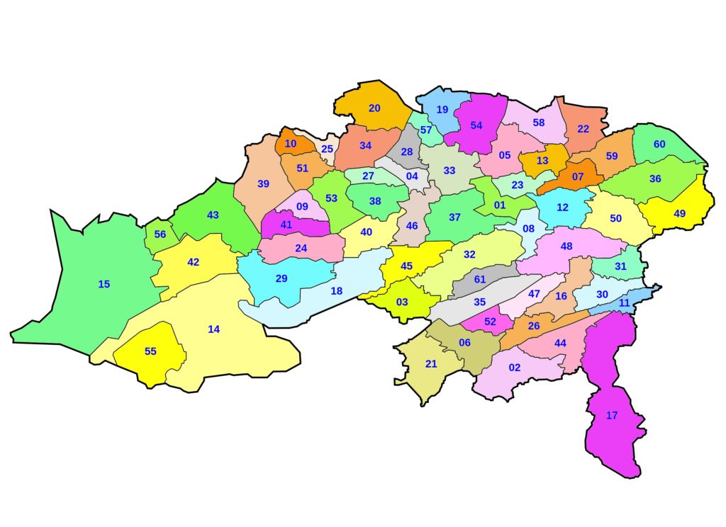 Carte des communes de la wilaya de Batna.